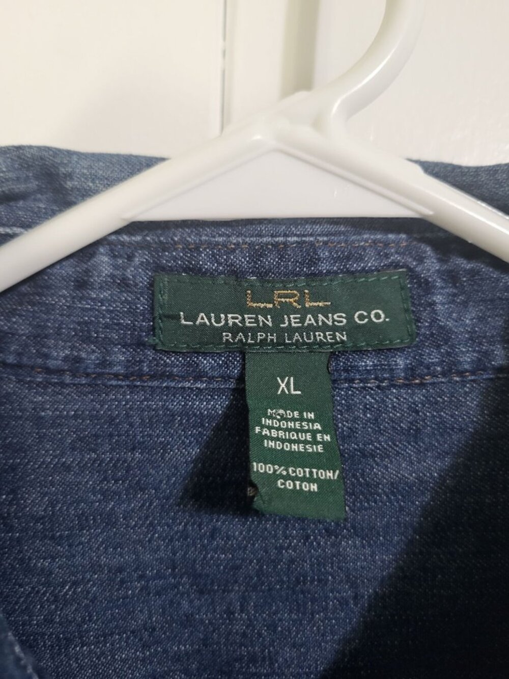 Ralph Lauren Jeans Co Women's XL Denim Chambray Button Up Shirt Western Classic - Picture 3 of 7